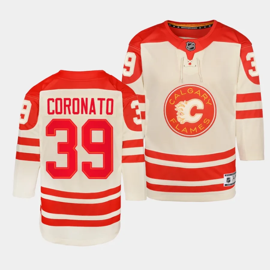 matthew coronato flames 2023 nhl heritage classic youth cream jersey