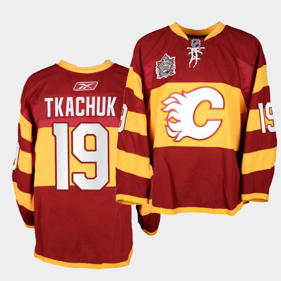 matthew tkachuk flames red heritage classic warm up jersey