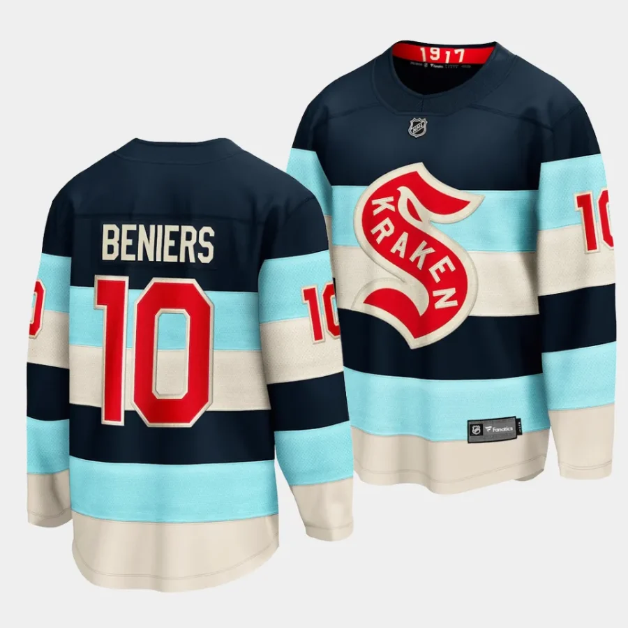 matty beniers kraken blue 2024 nhl winter classic breakaway player jersey