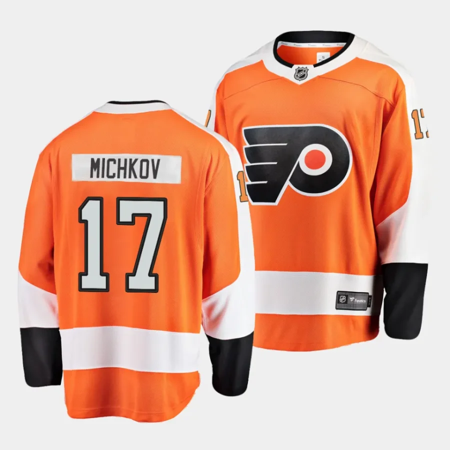 matvei michkov flyers orange home 2023 nhl draft breakaway playerjersey