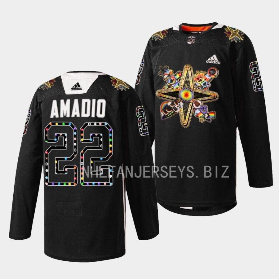 michael amadio golden knights black 2023 pride knight warmups jersey