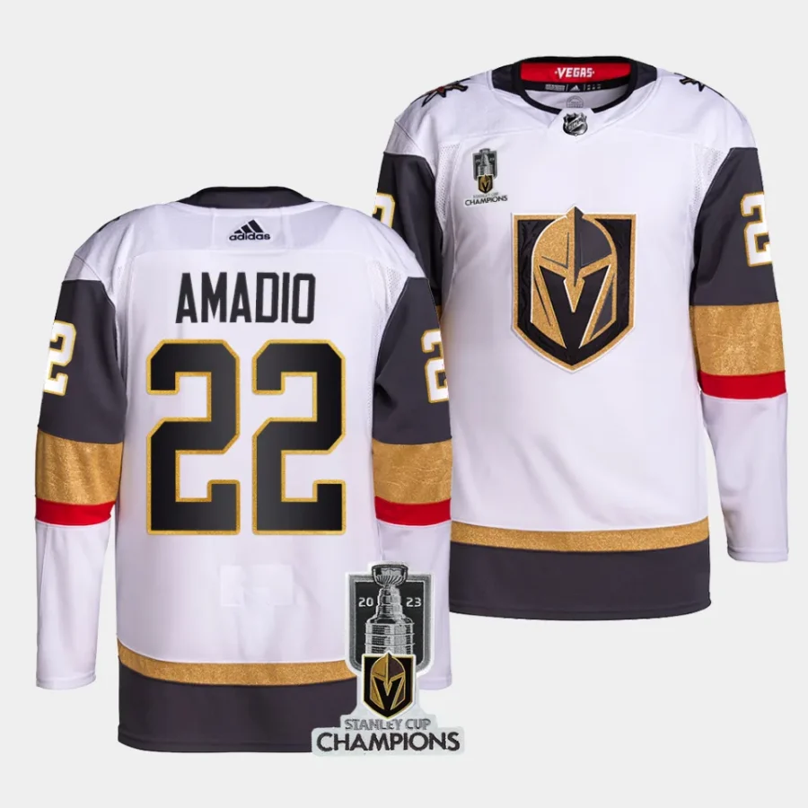 michael amadio vgk white 2023 stanley cup champions authentic away jersey