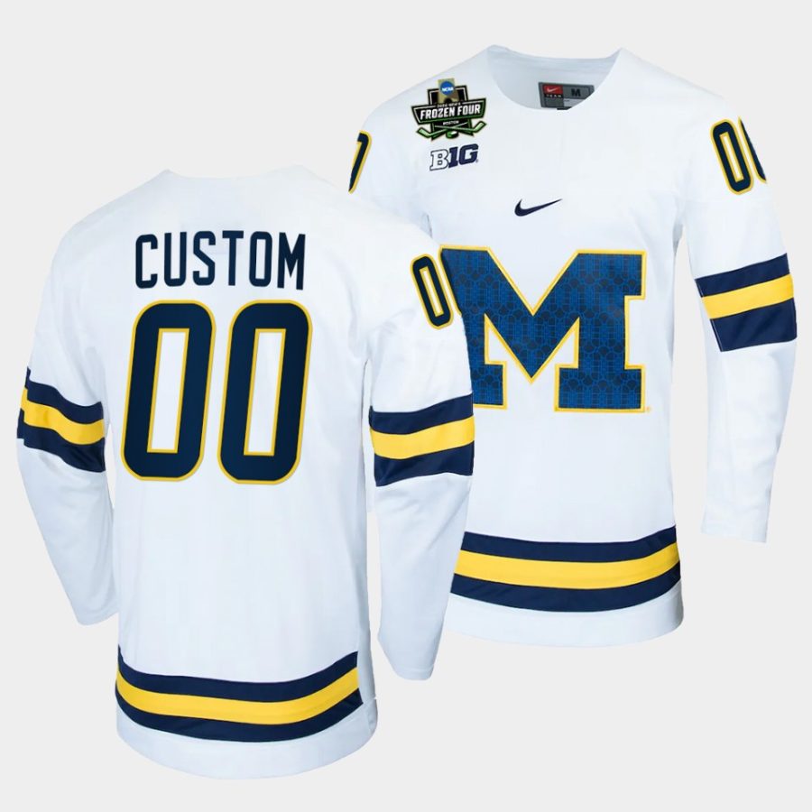 michigan wolverines custom 2022 frozen four white ncaa hockey jersey