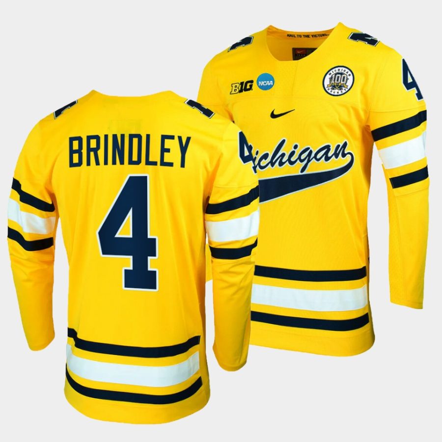 michigan wolverines gavin brindley 2023 ncaa hockey tournament maize jersey