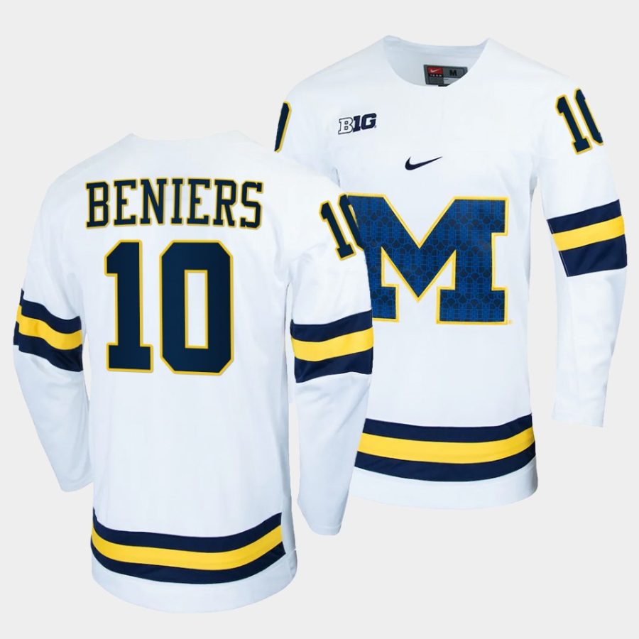 michigan wolverines matty beniers college hockey white replica jersey