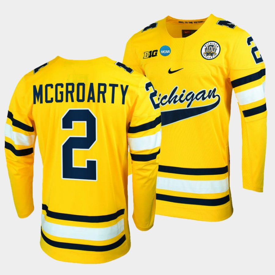 michigan wolverines rutger mcgroarty 2023 ncaa hockey tournament maize jersey