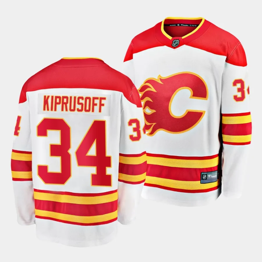 miikka kiprusoff flames white away breakaway player jersey