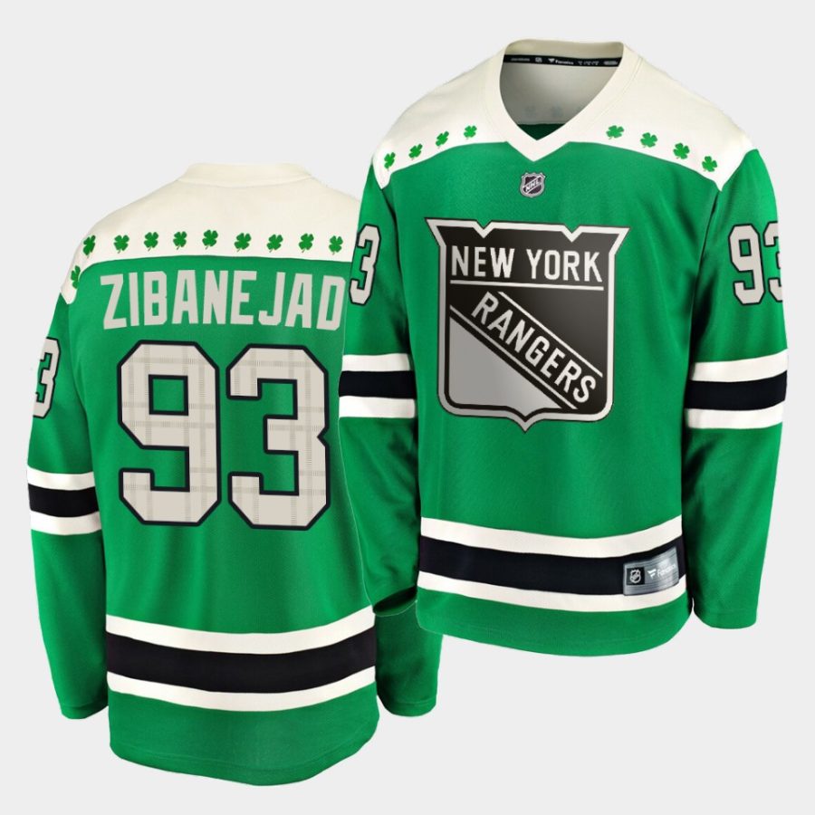 mika zibanejad rangers 2020 st. patricks day green jersey 0