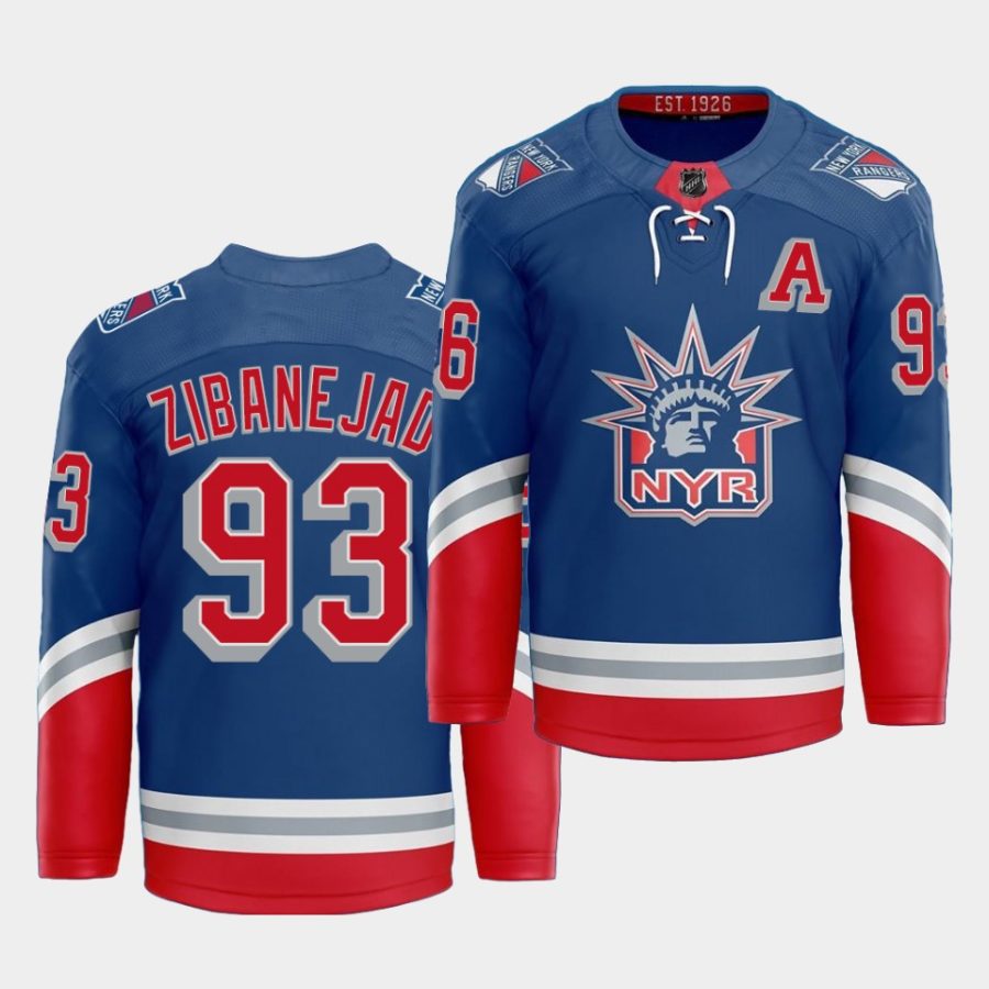 mika zibanejad rangers royal 2021 classic edition liberty jersey