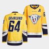 mikael granlund predators yellow 2022reverse retro 2.0 authentic primegreen jersey