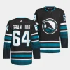 mikael granlund sharks black 2023 24cali fin 3rd alternate authentic pro jersey