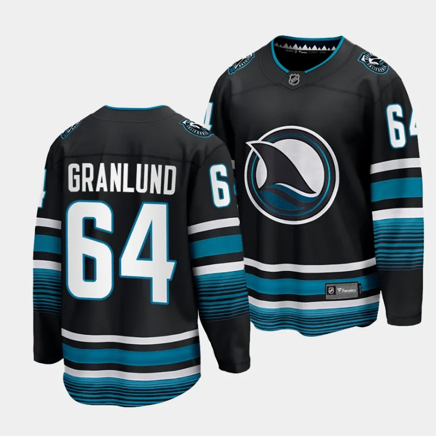 mikael granlund sharks black 2023 24cali fin 3rd alternate breakaway player jersey