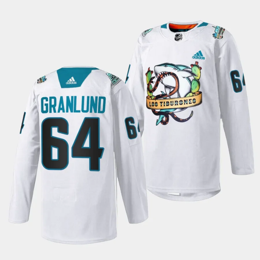 mikael granlund sharks white 2023 los tiburones special jersey