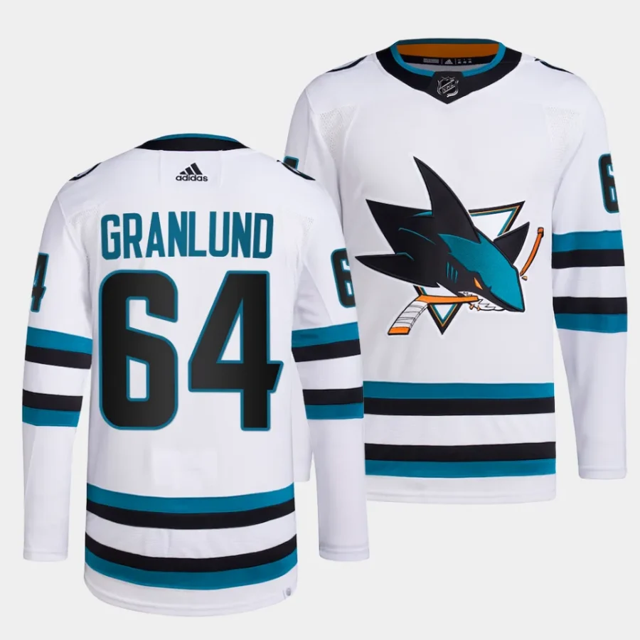 mikael granlund sharks white away primegreen authentic projersey