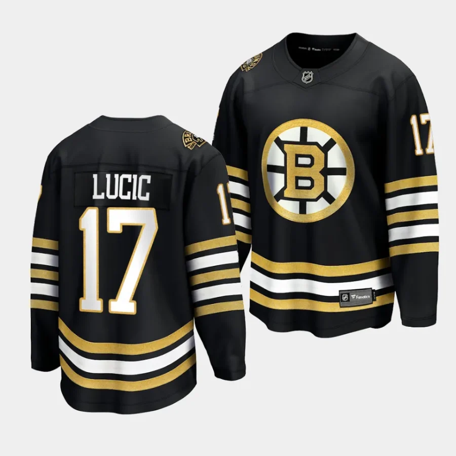 milan lucic bruins black 2023 24 100th anniversary premier jersey