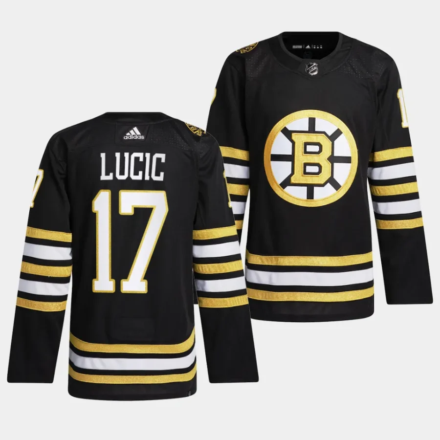 milan lucic bruins black 2023 24100th anniversary primegreen jersey