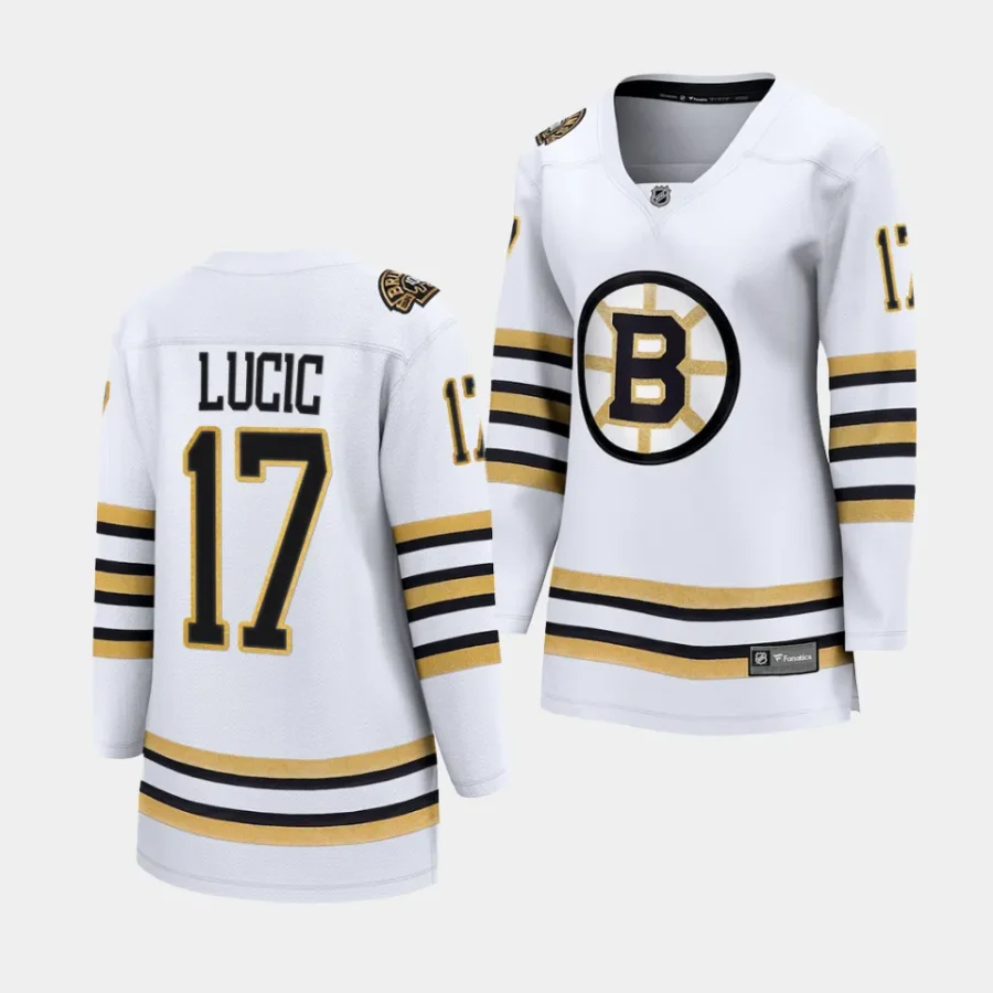 milan lucic bruins white 100th anniversary women jerseys