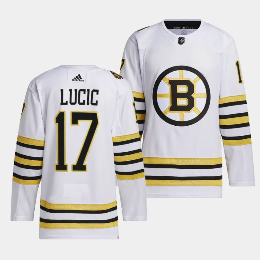 milan lucic bruins white 2023 24100th anniversary primegreen authentic playerjersey