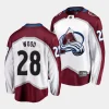 miles wood avalanche white away breakaway player jersey