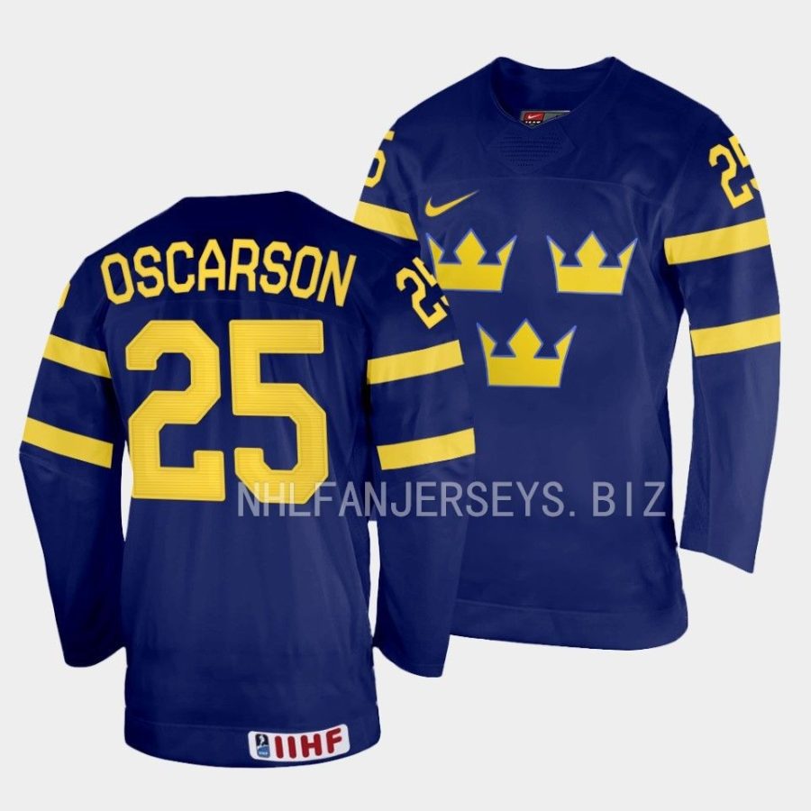 milton oscarson sweden 2023 iihf world junior championship away navy jersey