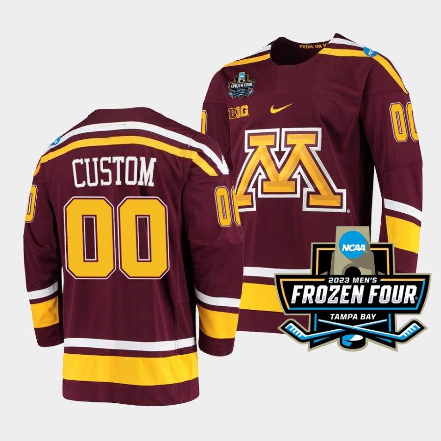 minnesota golden gophers custom 2023 ncaa frozen four maroon ice hockey jersey