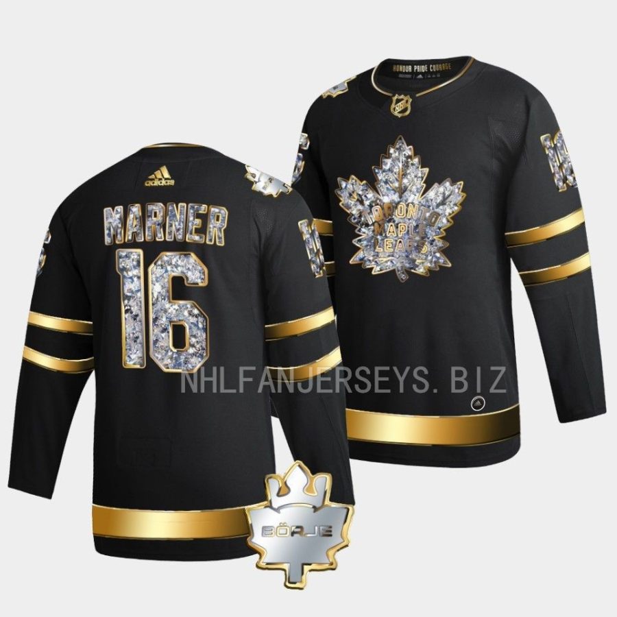 mitch marner maple leafs 2022 black memorial borje patch diamond edition jersey