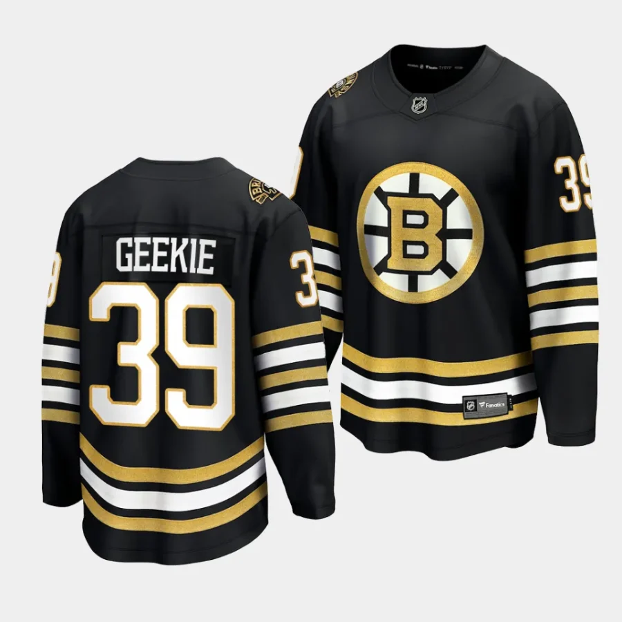 morgan geekie bruins black 2023 24 100th anniversary premier jersey