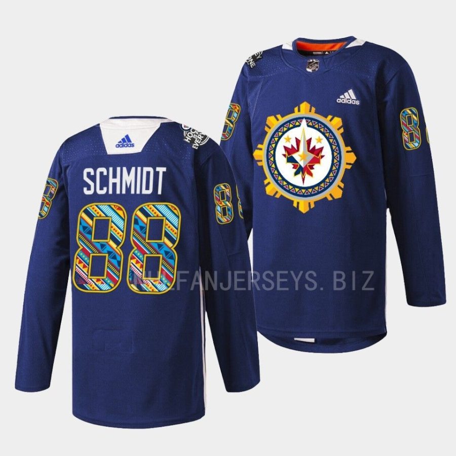 nate schmidt jets navy 2022filipino heritage night warmup jersey