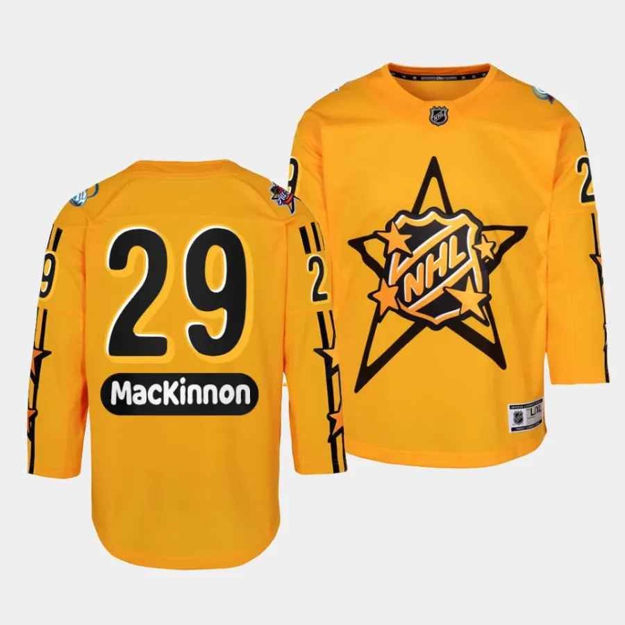 nathan mackinnon avalanche 2024 nhl all star game youth yellowpremier jersey