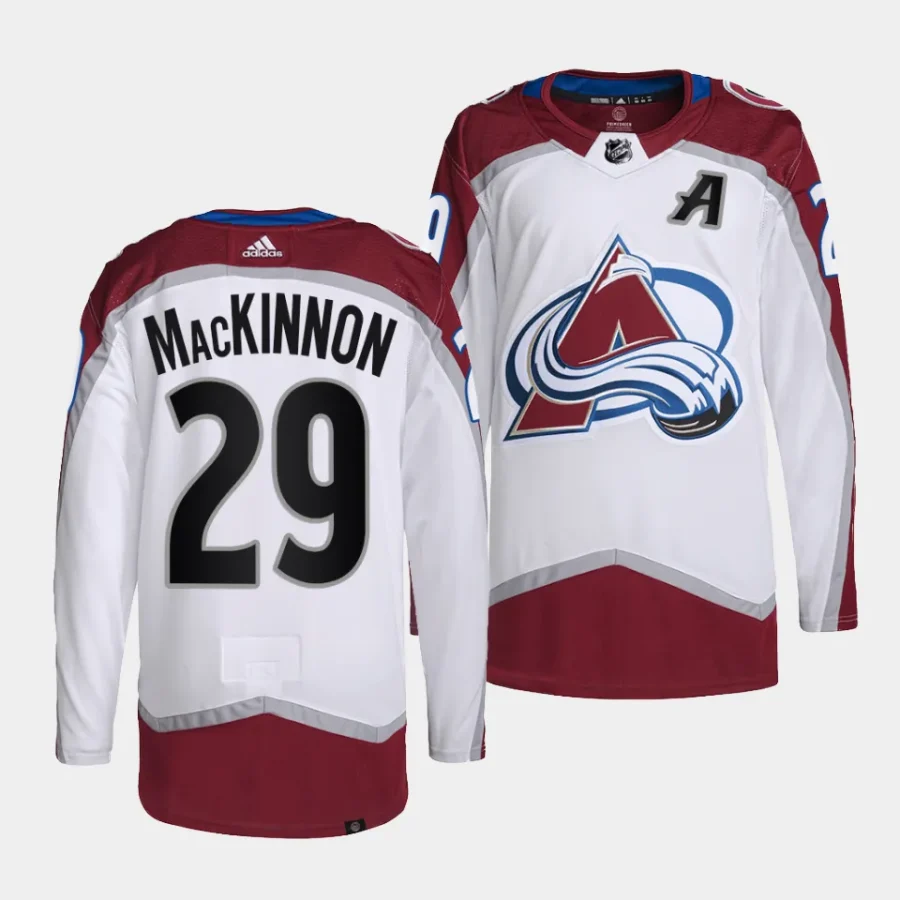 nathan mackinnon avalanche white away primegreen authentic projersey