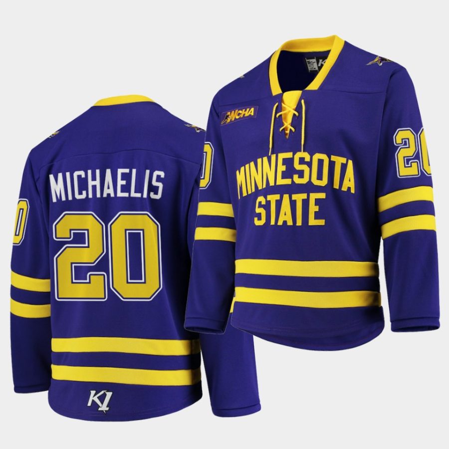 ncaa marc michaelis college hockey purple replica jersey