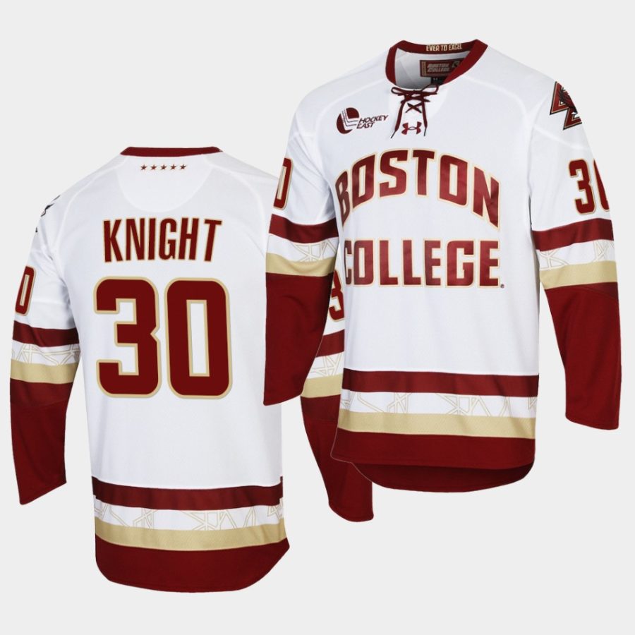 ncaa spencer knight college hockey white replica jersey