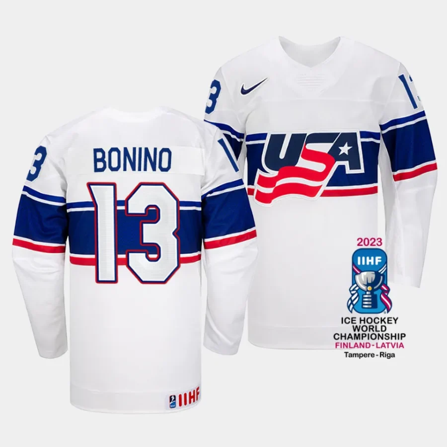 nick bonino usa 2023 iihf world championship home white jersey