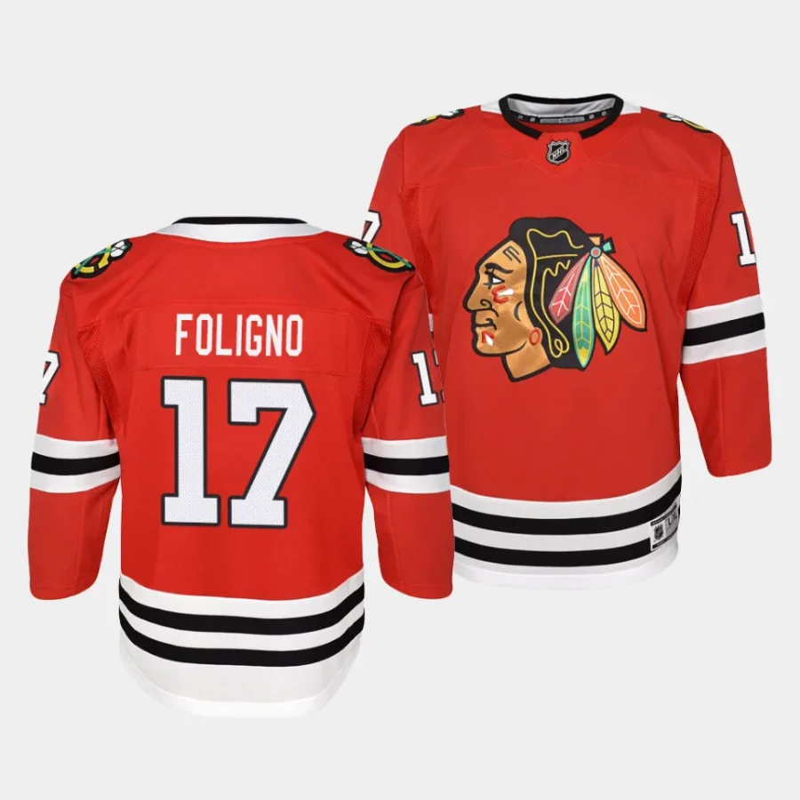 nick foligno blackhawks home youth redpremier player jersey