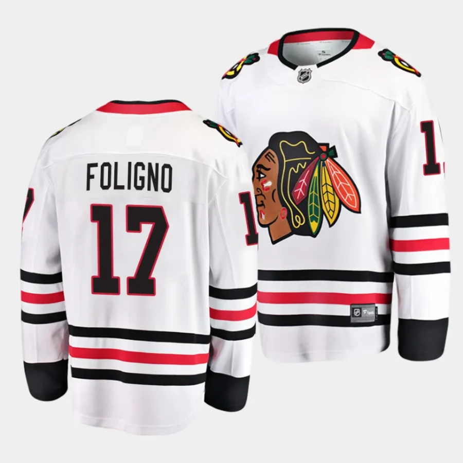 nick foligno blackhawks white away breakaway player jersey