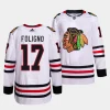 nick foligno blackhawks white away primegreen authentic projersey