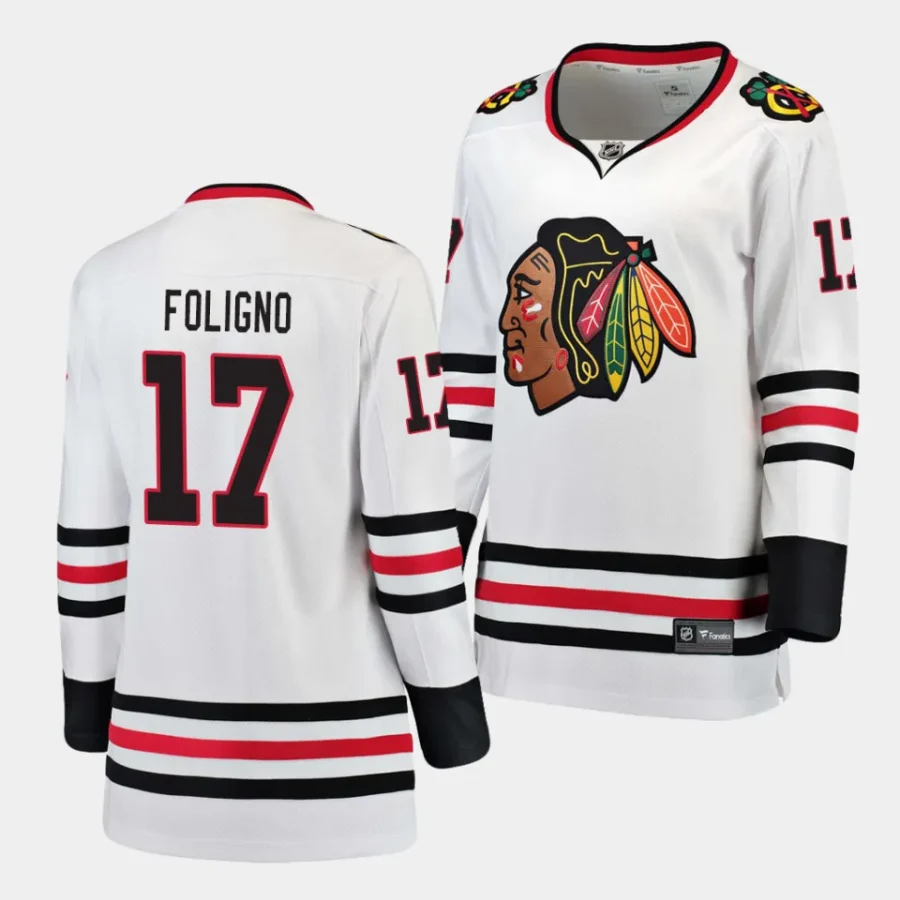 nick foligno blackhawks white away women jerseys