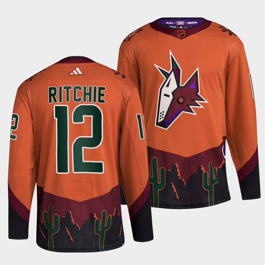 nick ritchie coyotes orange 2022reverse retro 2.0 authentic primegreen jersey