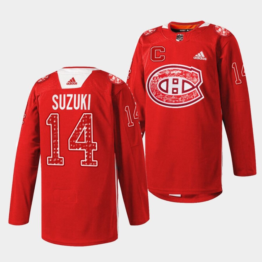 nick suzuki canadiens red 2023indigenous celebration night warmup jersey