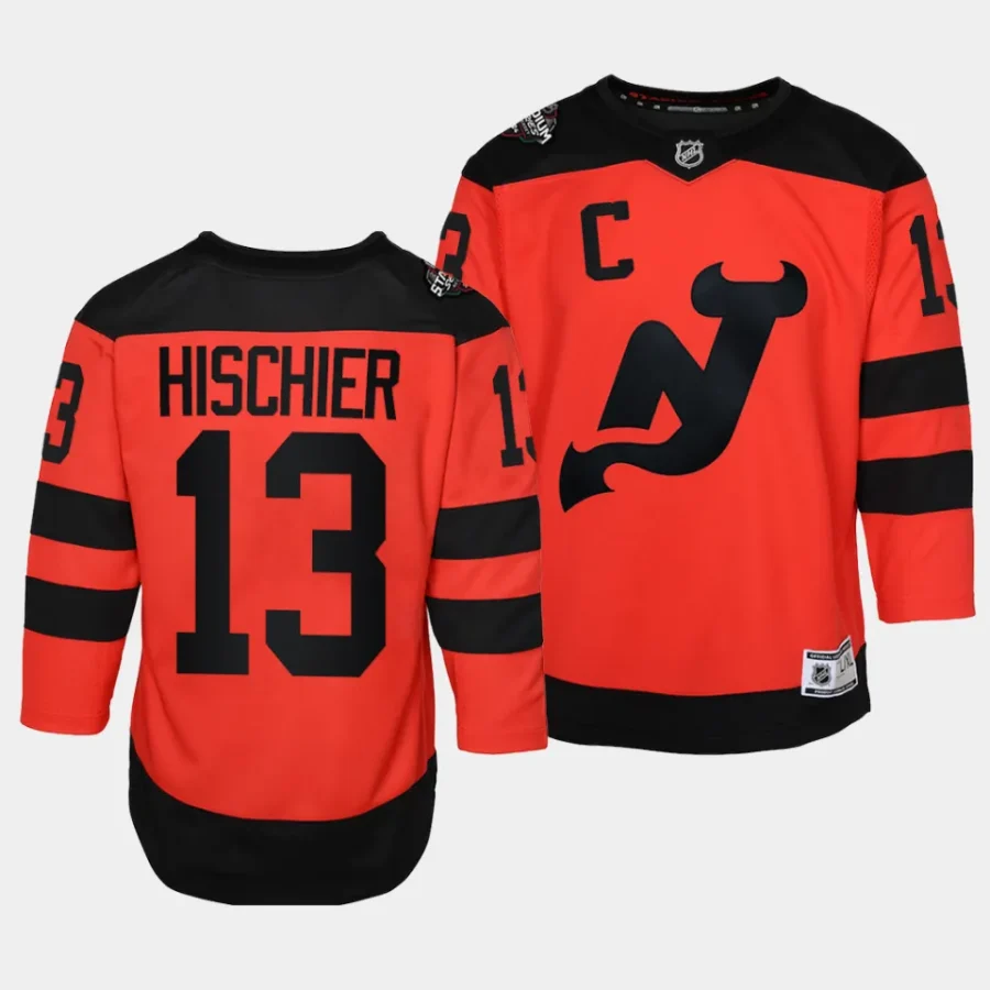 nico hischier devils 2024 nhl stadium series youth redpremier player jersey