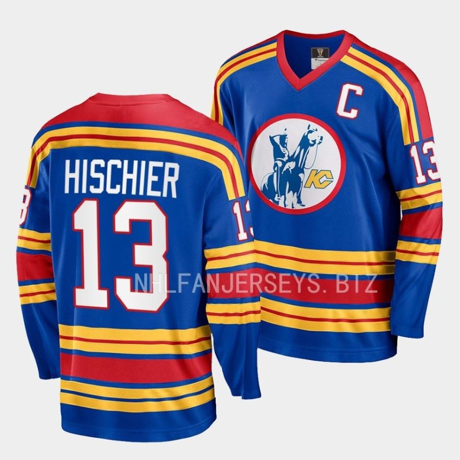 nico hischier kansas city scouts royal 74 75 breakaway vintage replica jersey