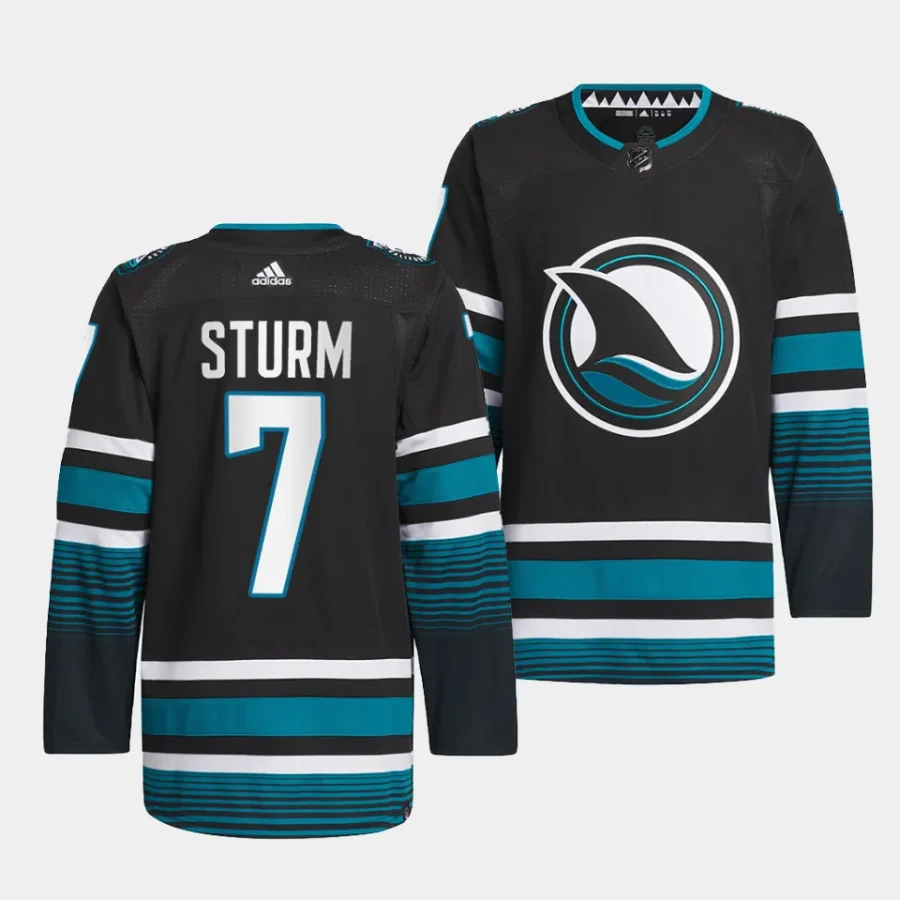 nico sturm sharks black 2023 24cali fin 3rd alternate authentic pro jersey