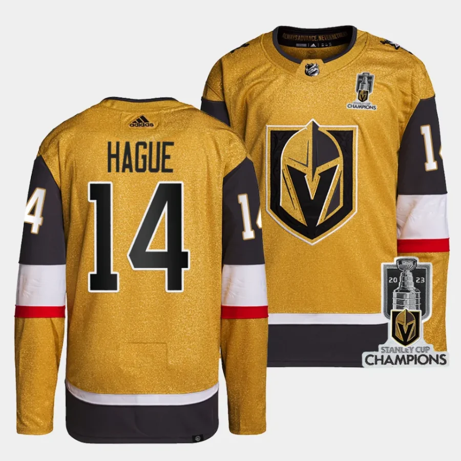 nicolas hague vgk gold 2023 stanley cup champions authentic home jersey