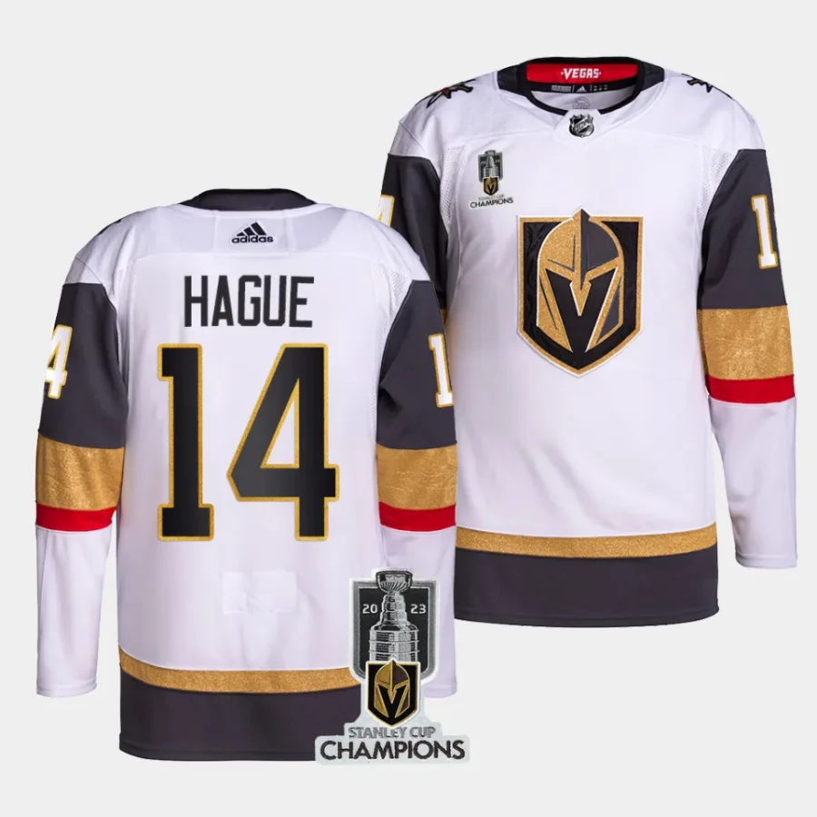 nicolas hague vgk white 2023 stanley cup champions authentic away jersey