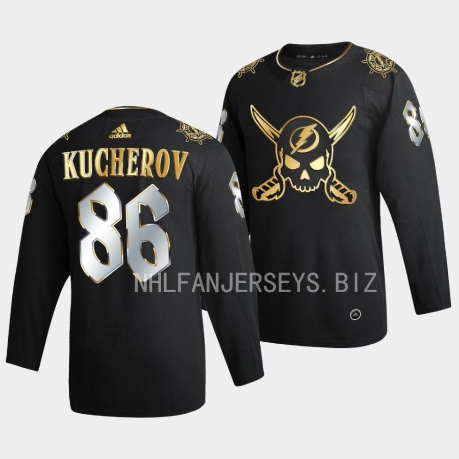 nikita kucherov lightning 2023 black gasparilla inspired golden edition jersey