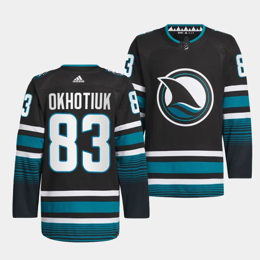 nikita okhotiuk sharks black 2023 24cali fin 3rd alternate authentic pro jersey