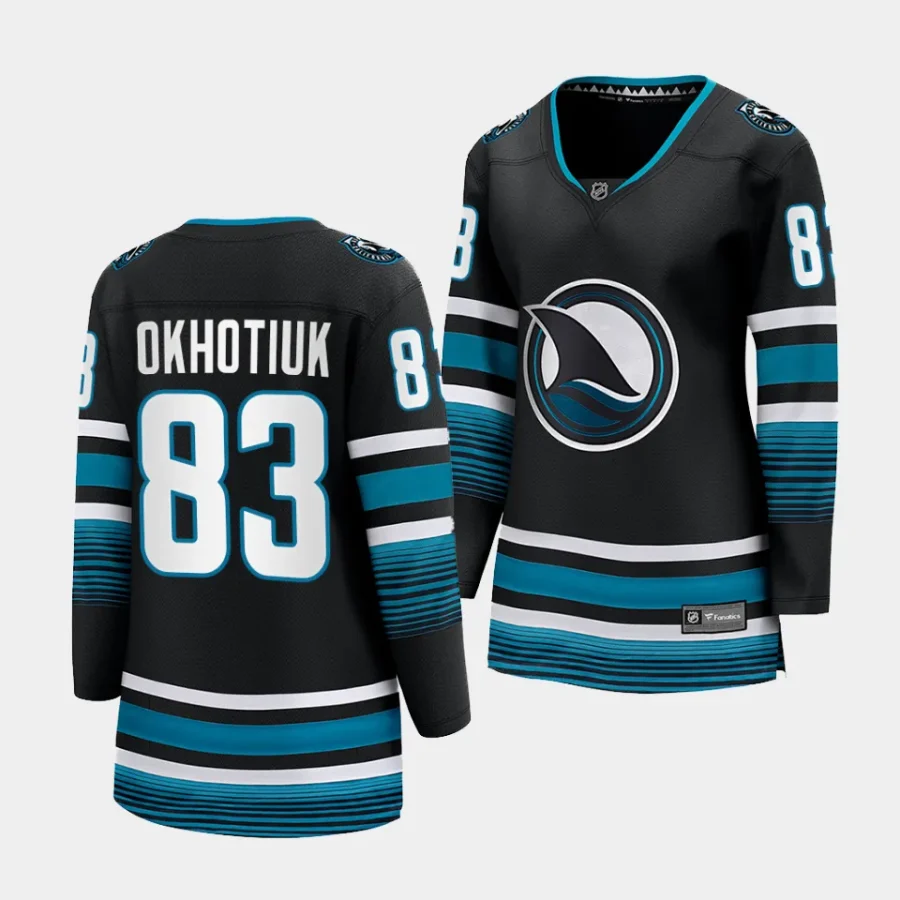 nikita okhotiuk sharks black cali fin 3rd alternate women jerseys