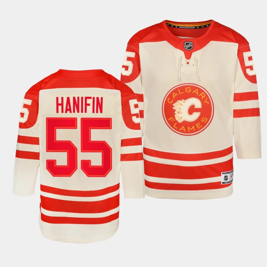 noah hanifin flames 2023 nhl heritage classic youth cream jersey