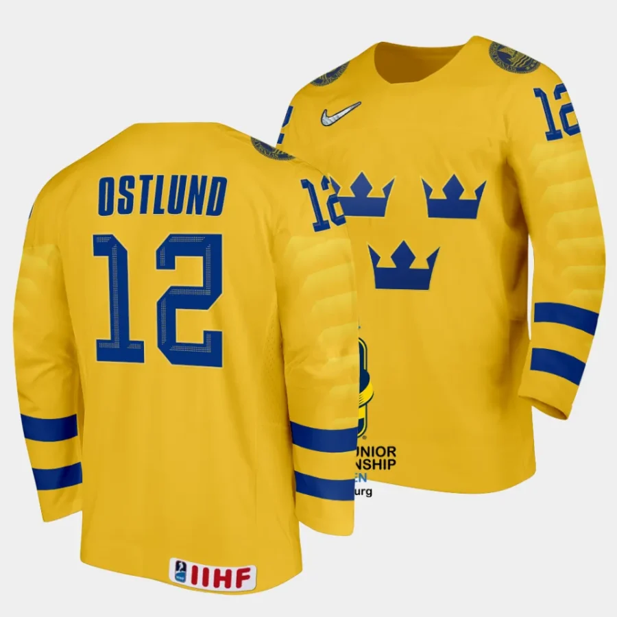 noah ostlund sweden 2024 iihf world junior championship yellow jersey