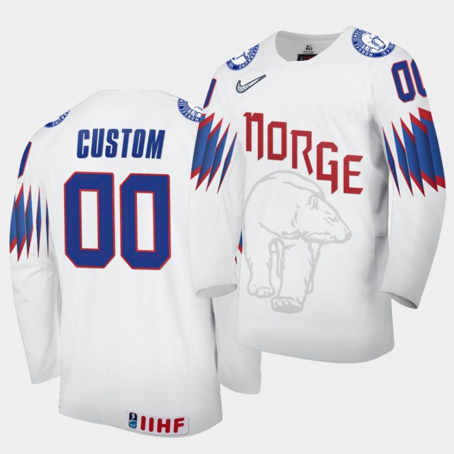 norway custom 2021 iihf world championship white home jersey